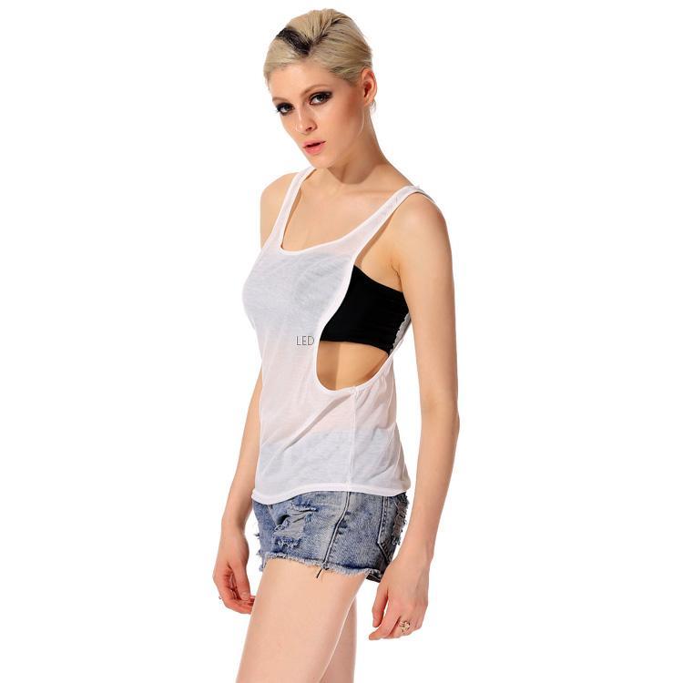 Sexy Women Casual Loose Open Side Tank O Neck Solid Plain Tank Sleeveless Shirt Ebay