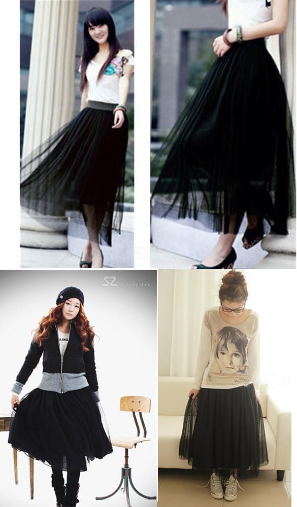Womens Princess Fairy Style 5 layers Tulle Bouffant Puffy Long Skirt